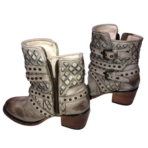 Freebird Cato Strappy Harness Ankle Bootie Boots Stone Gray Distressed Women's 6 - Picture 10 of 12